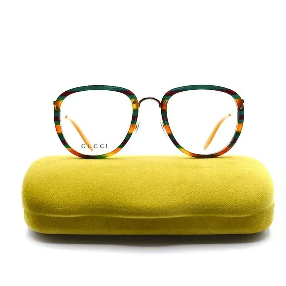 NEW GUCCI GG0675o 004 STRIPE HAVANA AUTHENTIC EYEGLASSES FRAME - Picture 3 of 13